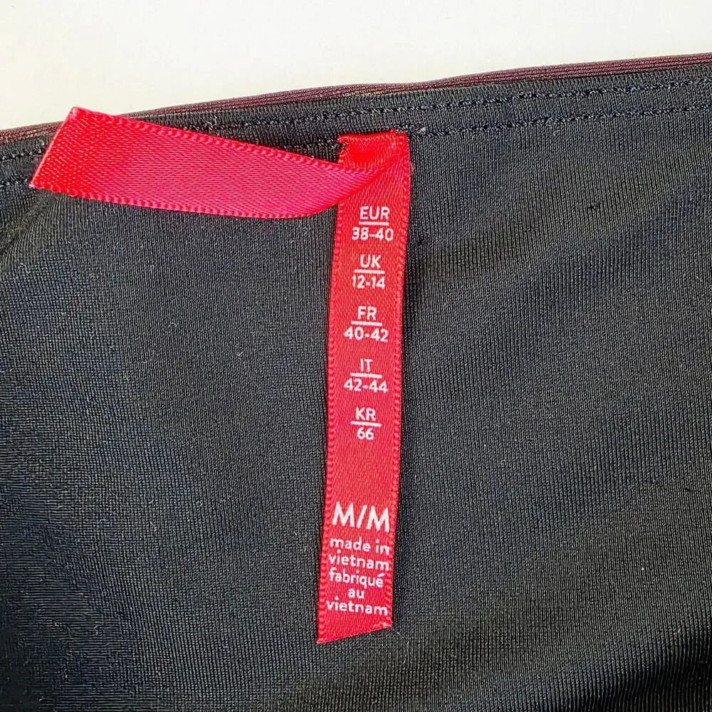SPANX Faux Leather Leggings Medium Burgundy High Waist Shaping Baddie Moto